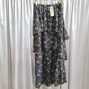 MELLODAY Black and White Tiered Maxi Skirt Sz M Nordstrom Rack